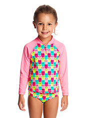 Girls Toddler Zippy Rash Vest- Minty Mittens