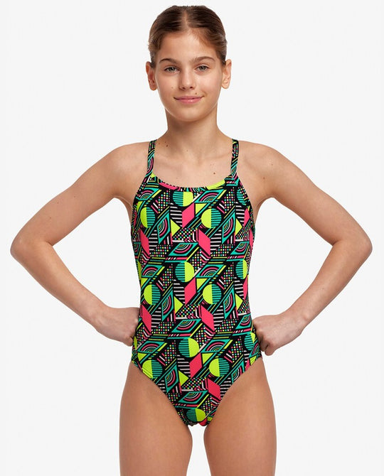 Girl's Diamond Back One Piece- Dot Matrix