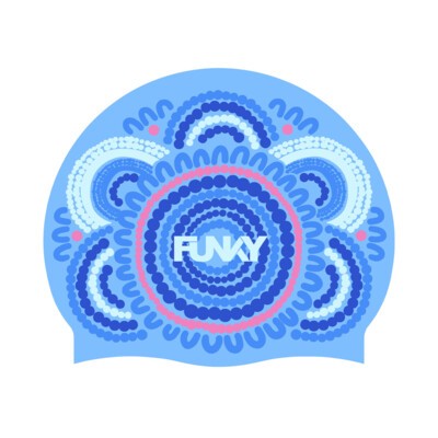 Silicone Swim Cap- Bundjalung Blue