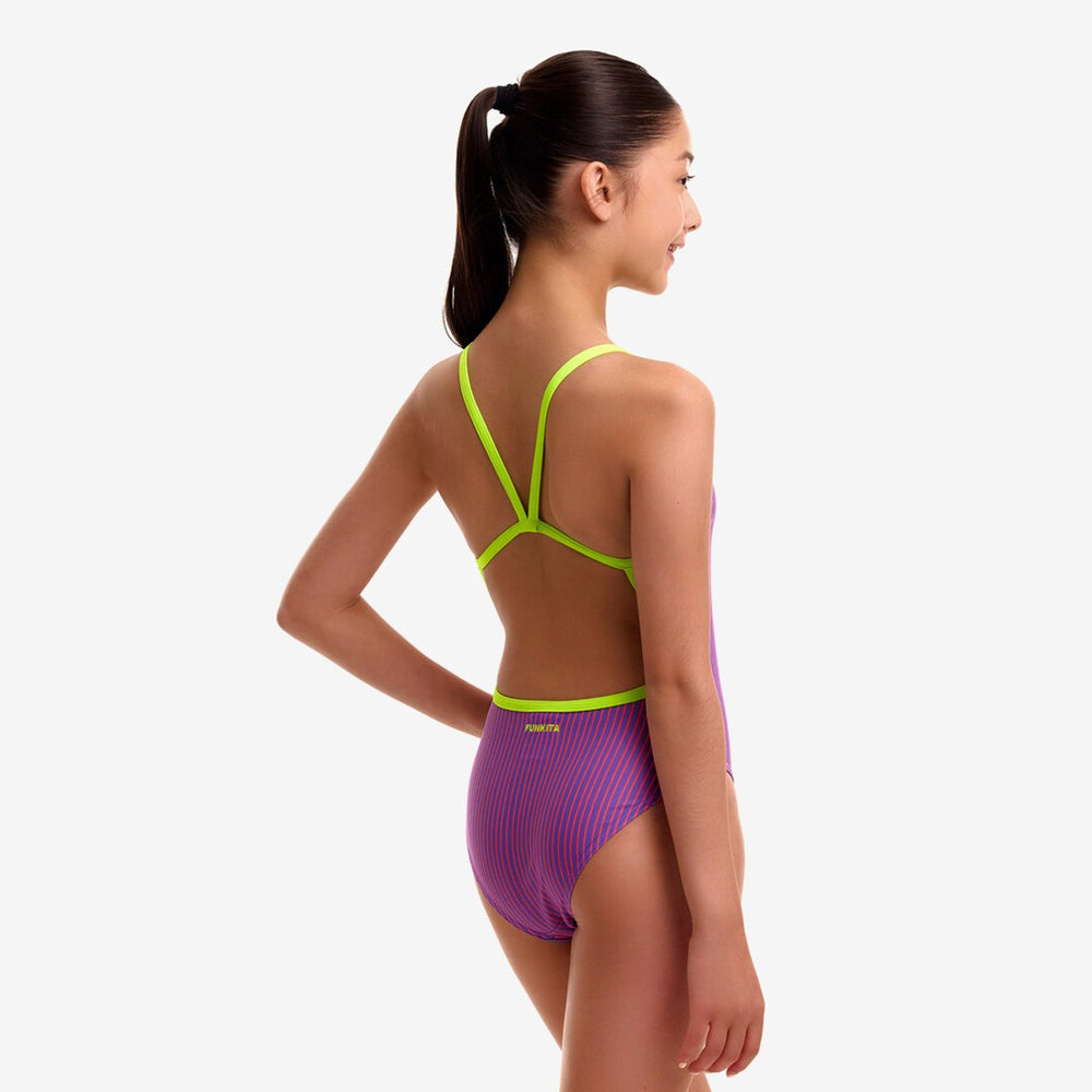 Girl's Single Strap One Piece- Berry Crush