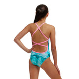 Girl's Strapped In One Piece - Teal Wave