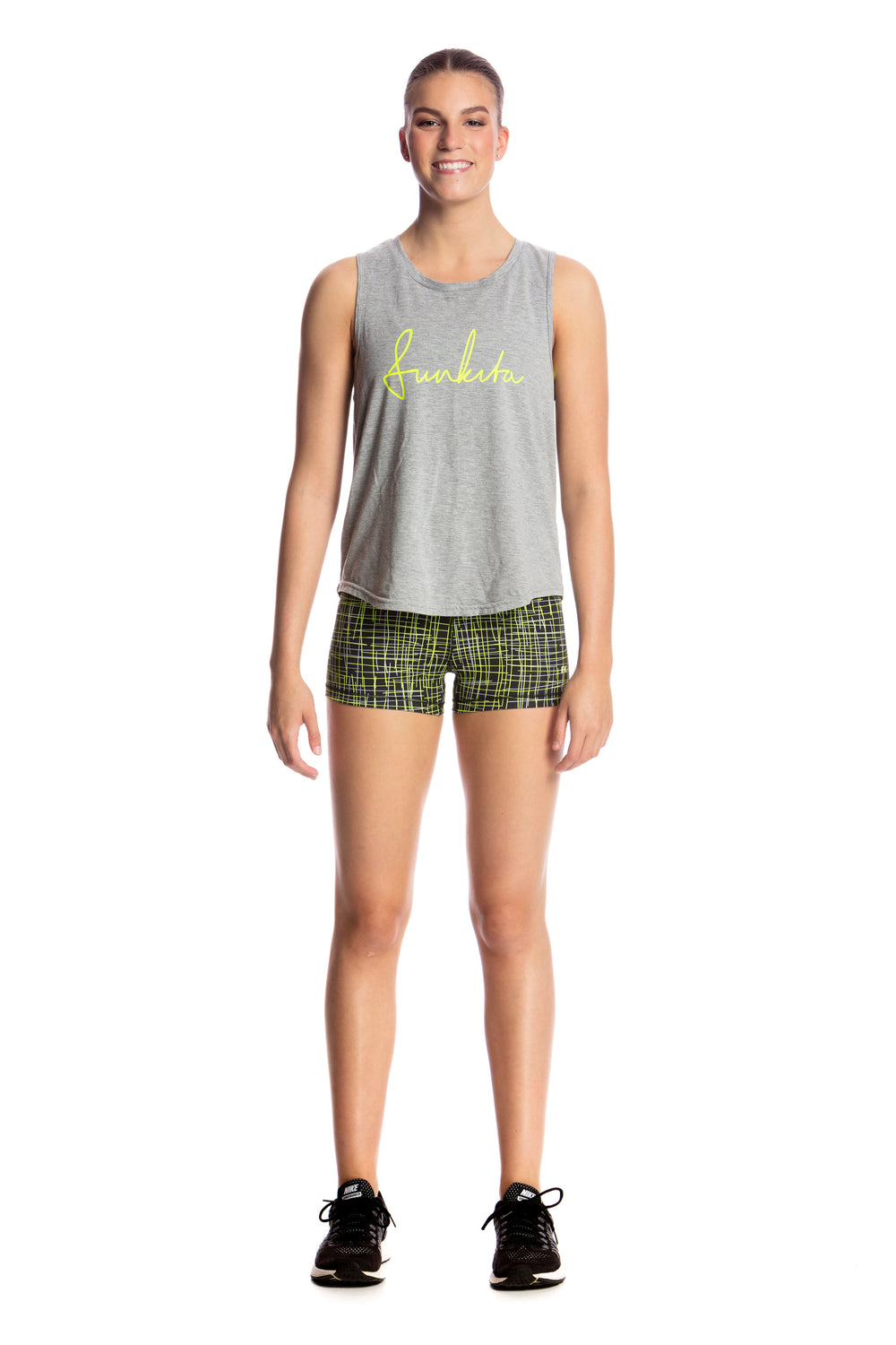 Ladies Hank The Tank Top Top- Grey Scribble