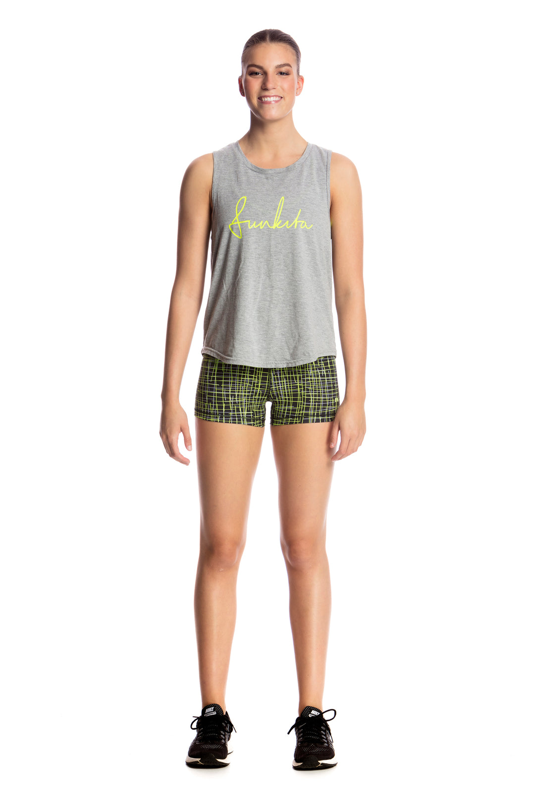 Ladies Hank The Tank Top Top- Grey Scribble