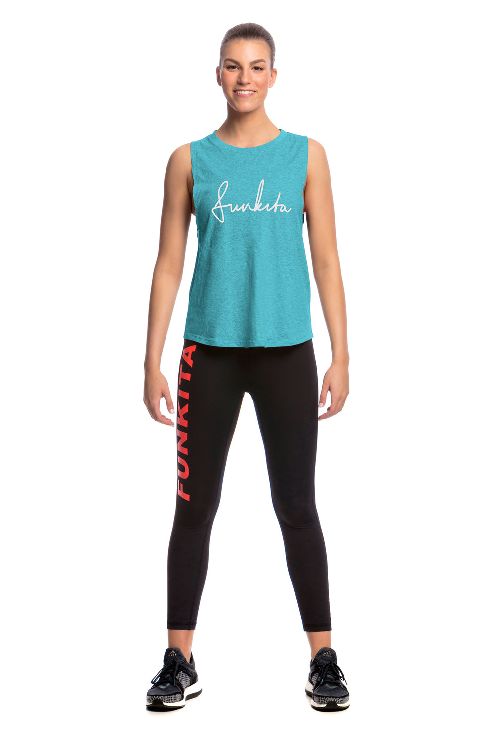 Ladies Hank The Tank Top Top- Mint Scribble