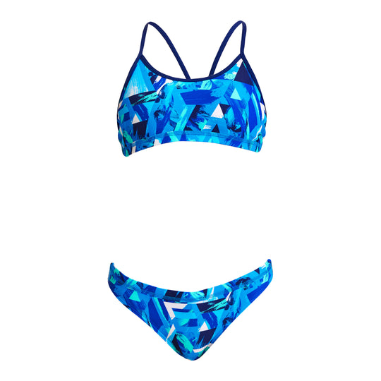 Girl's Racerback Two Piece - Bashed Blue