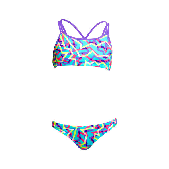 Girl's Criss Cross Two Piece - Mint Strips