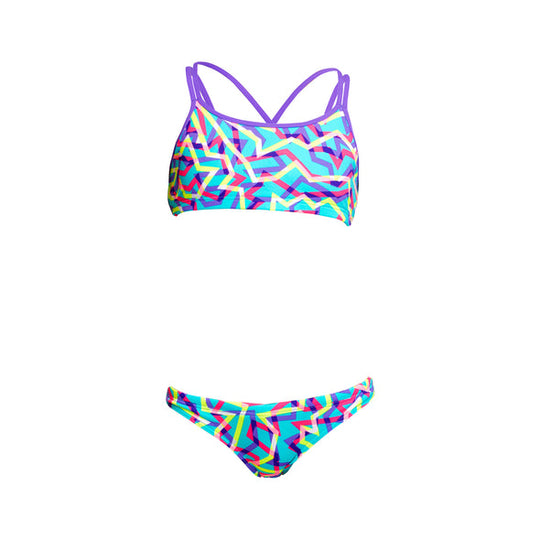 Girl's Criss Cross Two Piece - Mint Strips