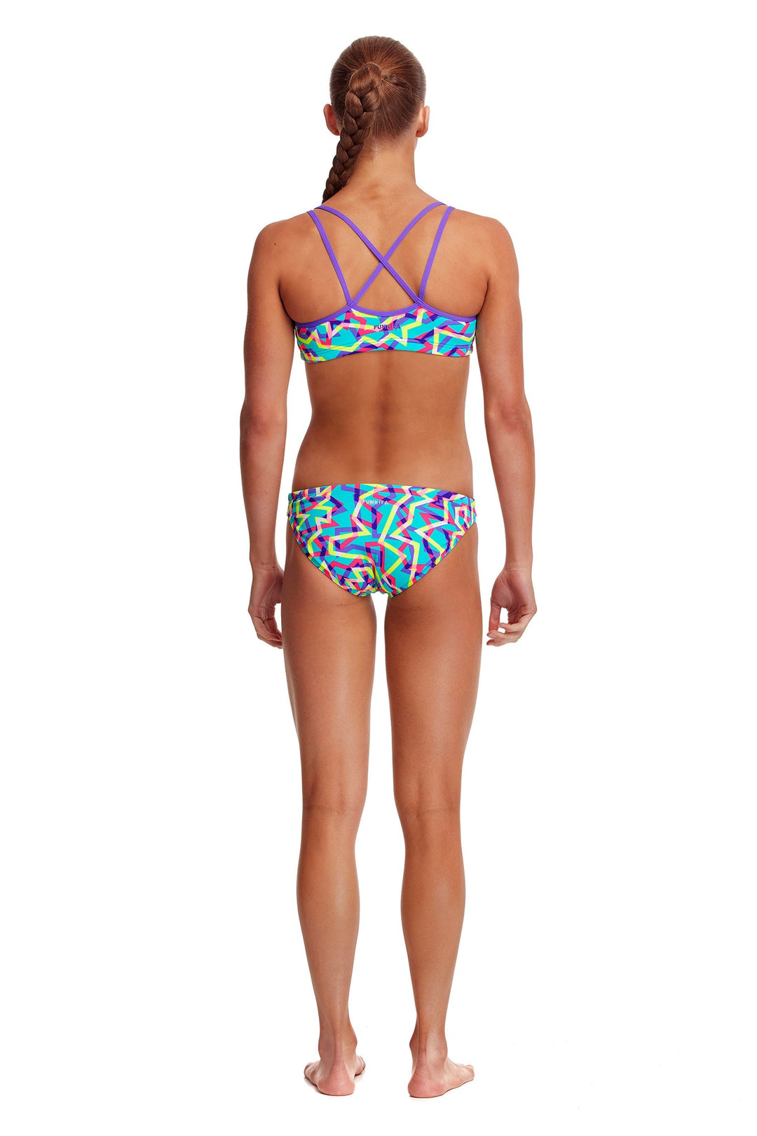 Girl's Criss Cross Two Piece - Mint Strips