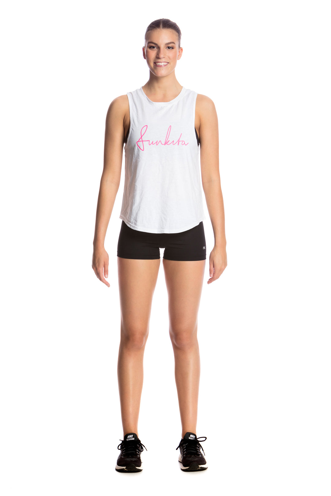 Ladies Hank The Tank Top Top- White Scribble