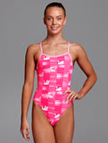 Girl's Single Strap One Piece- Swan Lake